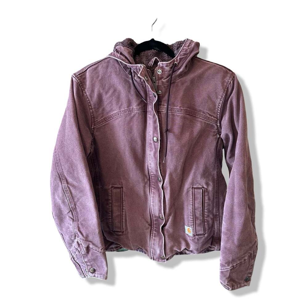 Carhartt Women's Sandstone Berkley Sherpa-Lined Hooded Jacket in Raspberry Purpl
